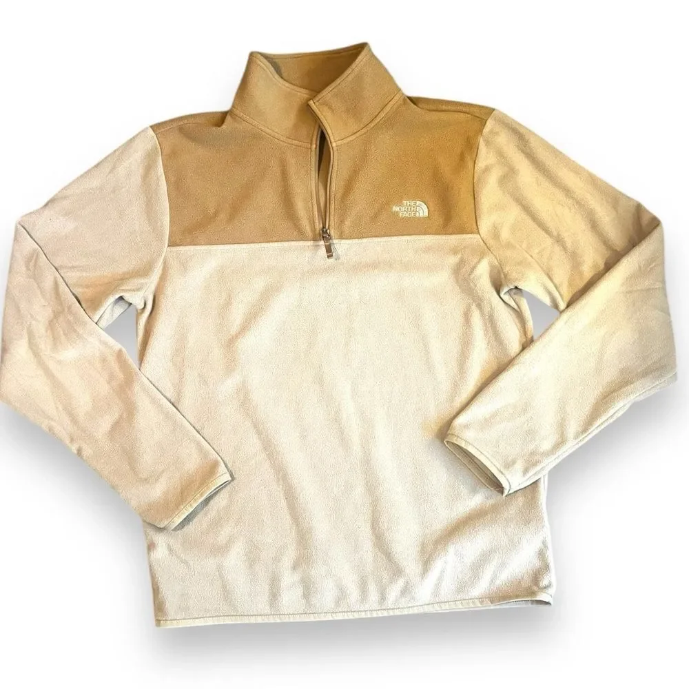 The North Face Mens Fleece Sweatshirt High-Neck 1/4 Zip Pullover Brown Size M
